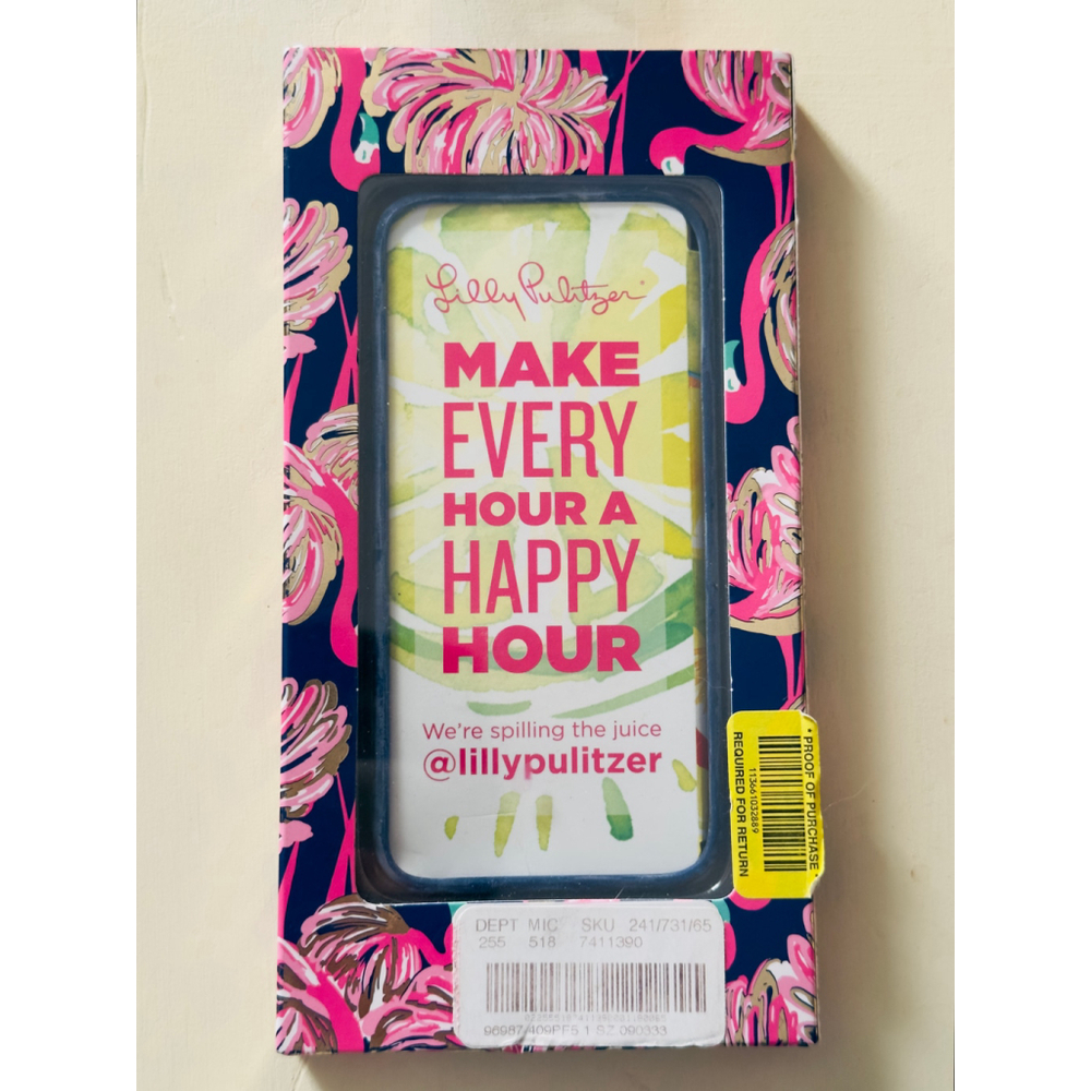 Designer LILLY PULITZER Flamingo iPhone 6/6S Navy Blue Pink CELL PHONE CASE Logo